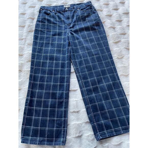🔥NWOT Madewell Classic The Perfect Vintage Wide Leg Jean In Windowpane Checks - Picture 2 of 16